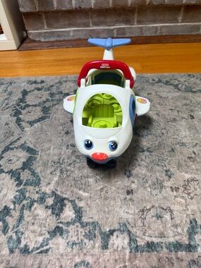 Fisher-Price White, Red & Blue Toddler Toy Airplane with Green Cockpit